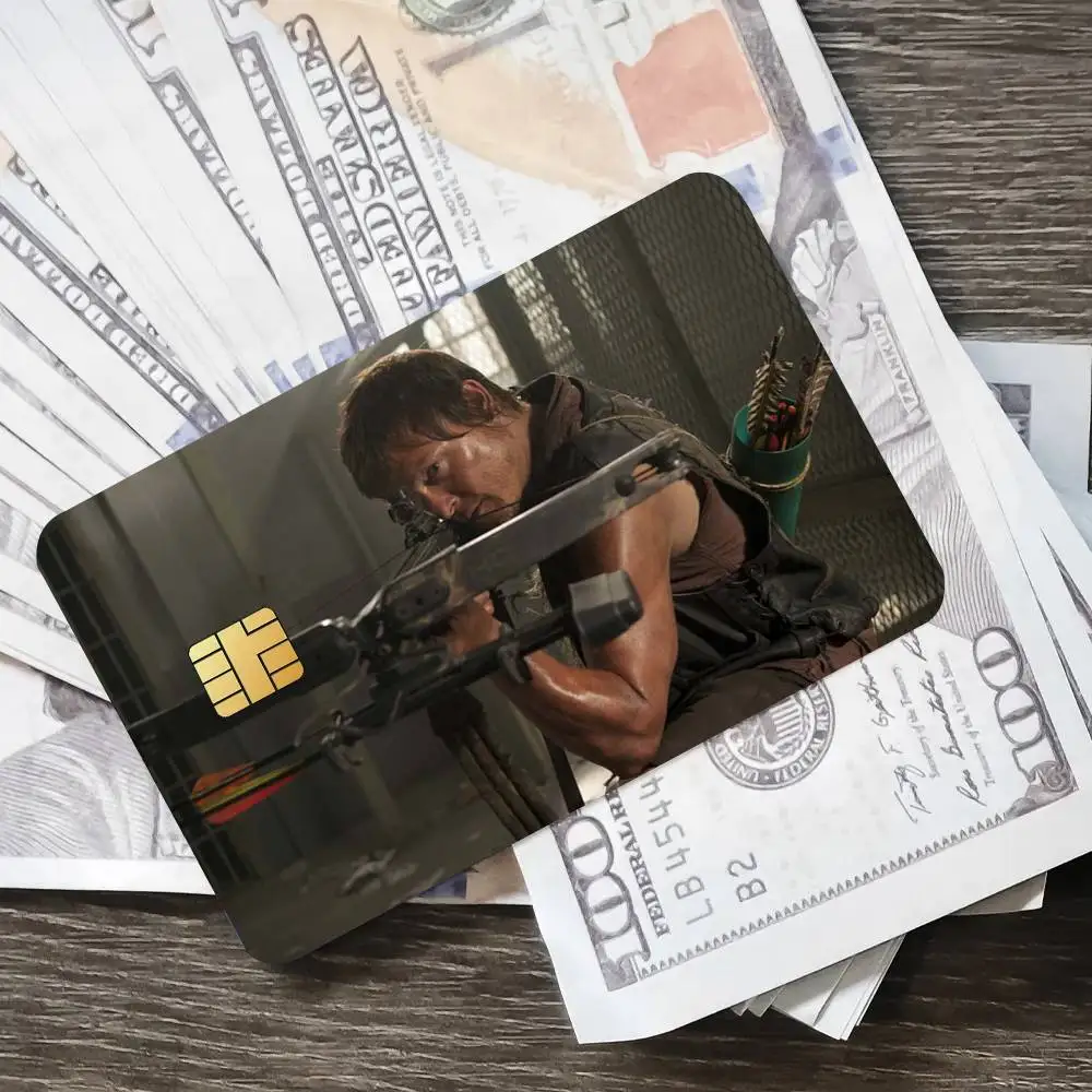 ملصق فيلم The Walking Dead داريل ديكسون غطاء جلدي الائتمان ملصقات بطاقات 4 قطعة تمرير حافلة السينمائي الديكور الأمامي خصم البنك
