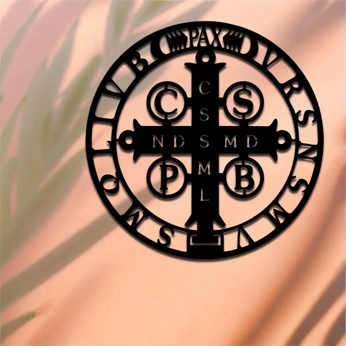 1Pc 15.75inch St. Benedict Metal Wall Decor - Sturdy Iron Construction, Religious Home Decoration for Catholics and Christians - Decoration for Christian Church, Living Room, Bedroom - Blessing and Prayer Ornament