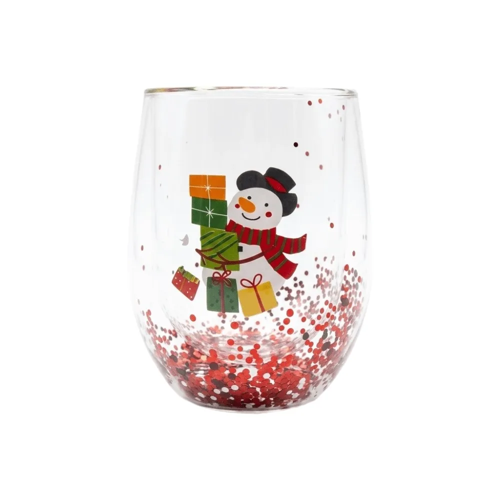 Heat-resistant Double-layer Sequins Christmas Glass Cup Transparent Reusable Coffee Milk Mug Tea Espresso Cup