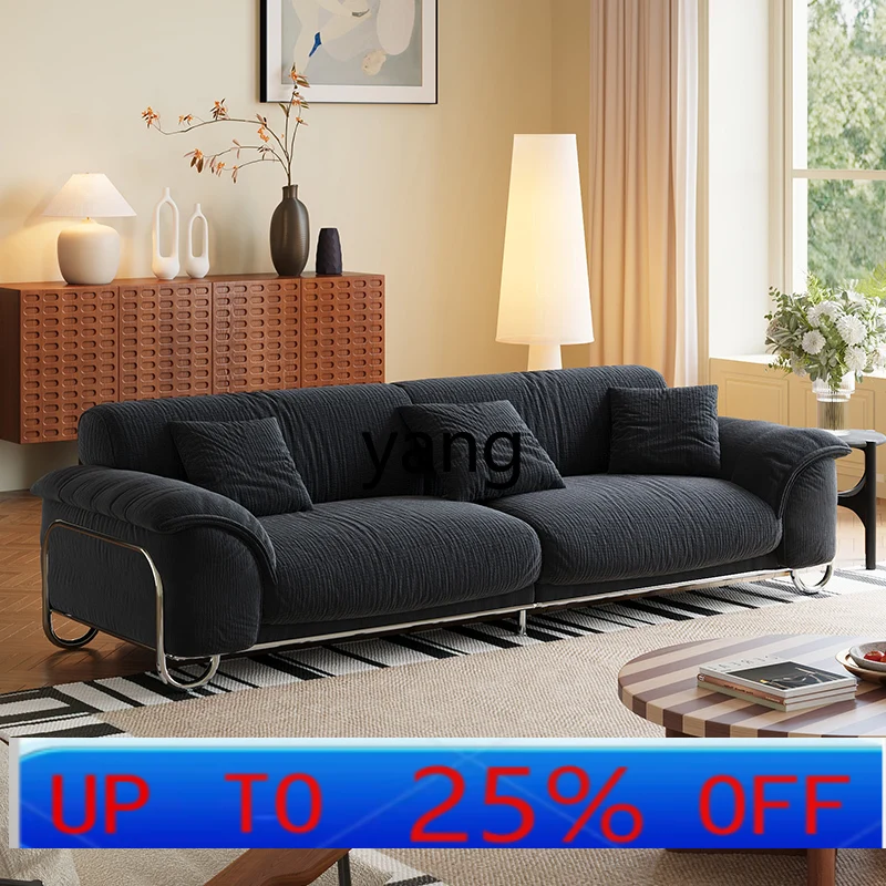 LMM fabric high-footed straight row three-person tofu block green antique sofa