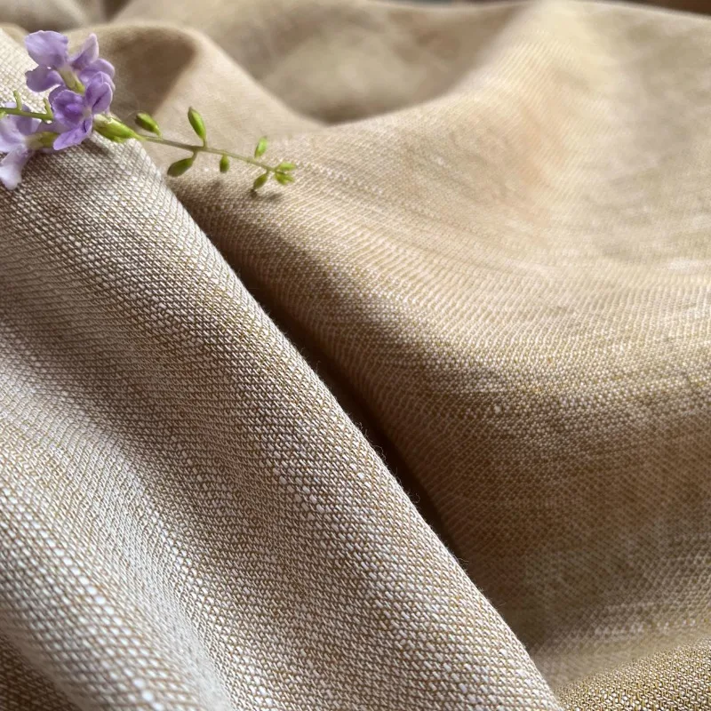 

Beige Brown Hemp Cotton Fabric Summer Dress Material Tea Clothing Blouse Textile Lightweight Breathable Women Fashion Fabric