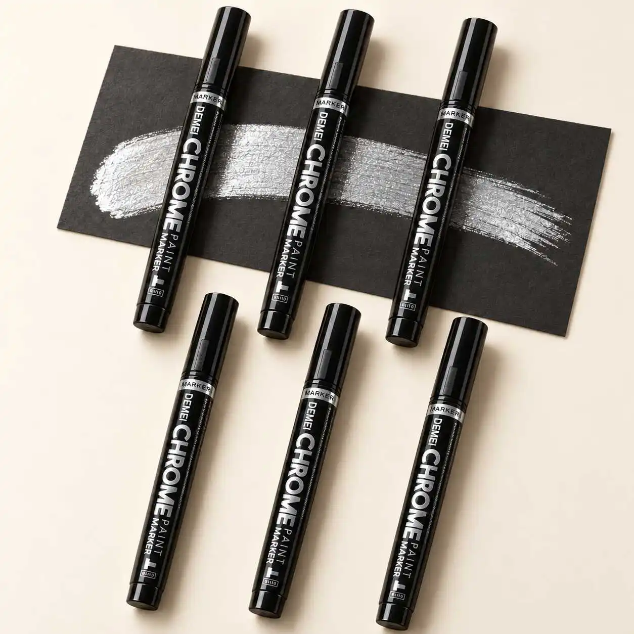6pcs Silver Mirror Finish Metallic Paint Markers for Models and DIY Art
