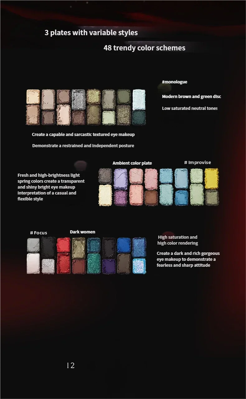 16 لون أسود لؤلؤة عينيه لوحة مقاوم للماء طويلة الأمد الماس لامع تألق كريستال العين ماكياج التجميل CO:03