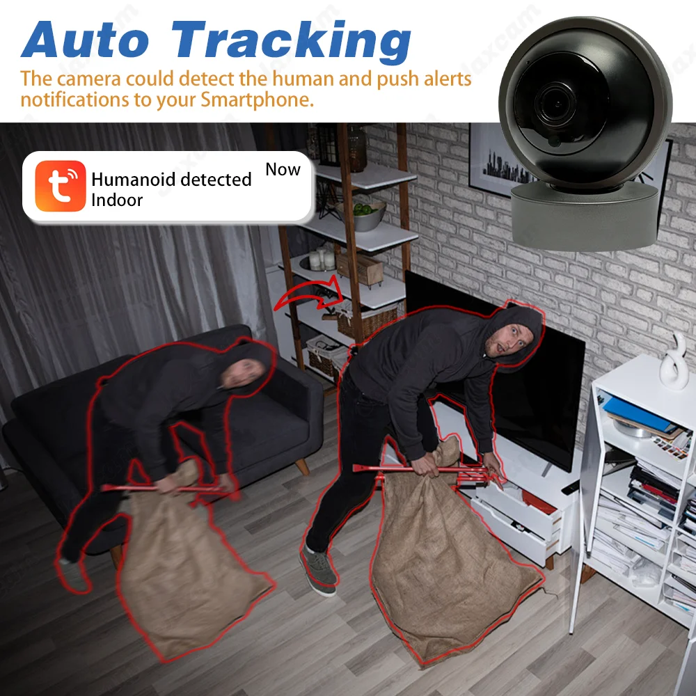 Tuya Smart Life Camera 5MP Wifi Monitoring Via Infrared Mobile Phone Night Vision 360°Tracking PTZ Surveillance Camera