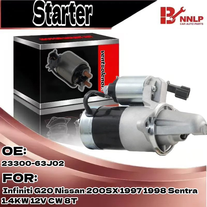 

For 1x Starter Motor for Infiniti G20 Nissan 200SX 1997 1998 Sentra 1.4KW 12V CW 8T 23300-63J02