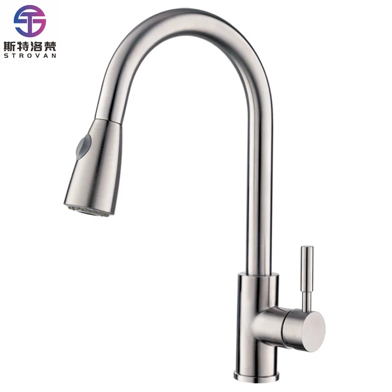 

Single Handle Thermostatic Stainless Steel Faucet Pull-Out Kitchen Sink Mixer Tap for Hotels Single-Hole Installation