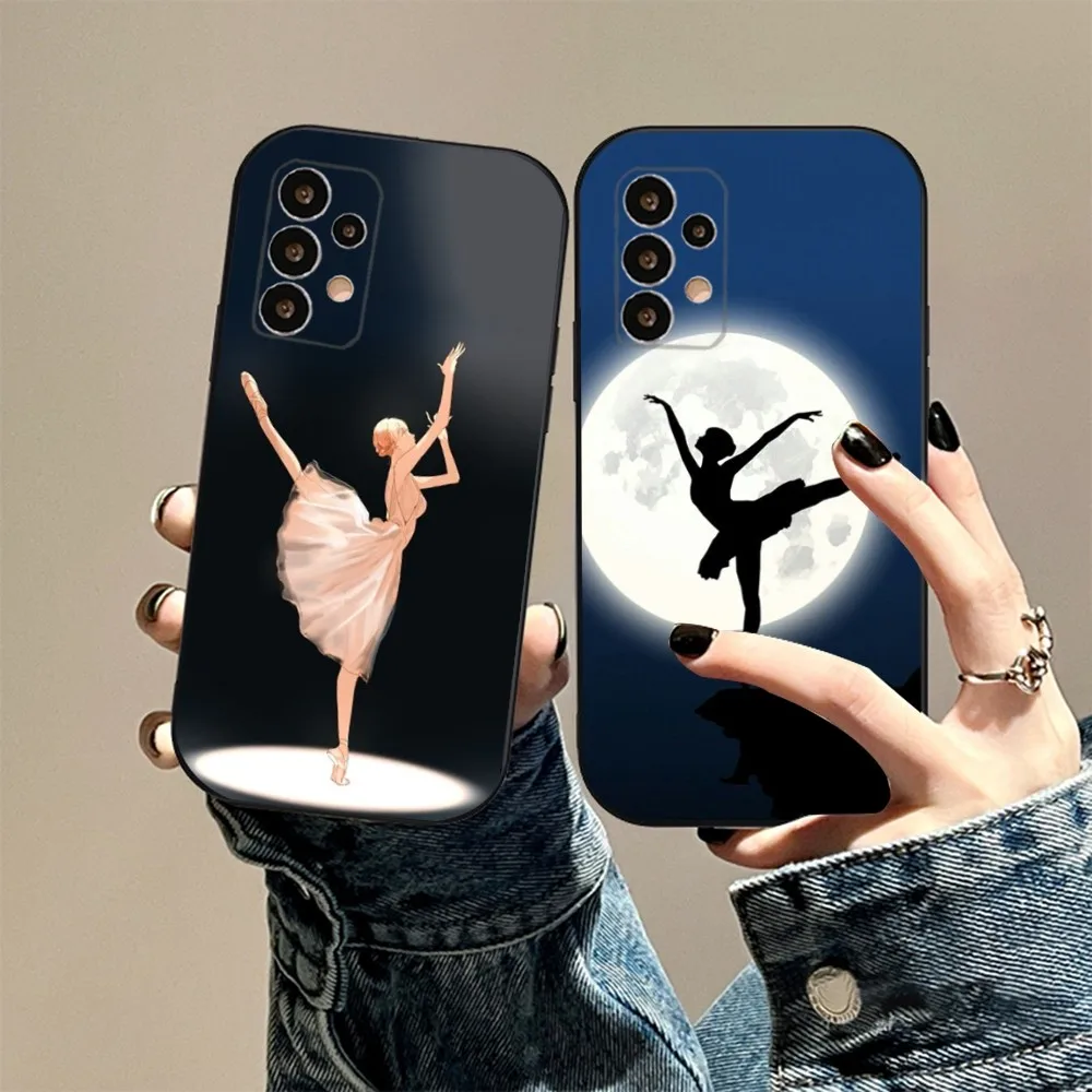 Ballerina Dance Phone Case For Samsung S24,23,23,22,30,21,10,9,Note20 Ultra,Lite,Ultra,5G,Plus,FE,Black Soft Case