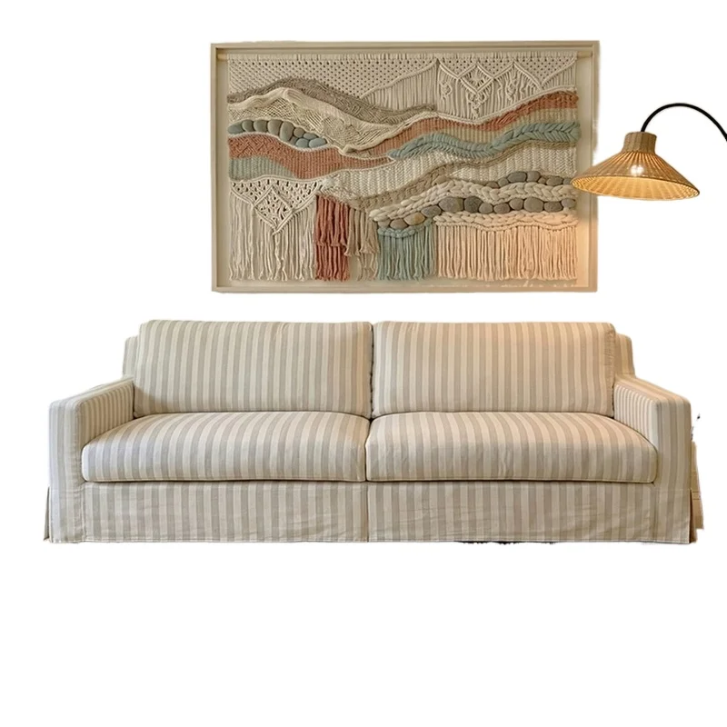 CX medieval living room household small apartment three-person cotton and linen fabric sofa removable and washable