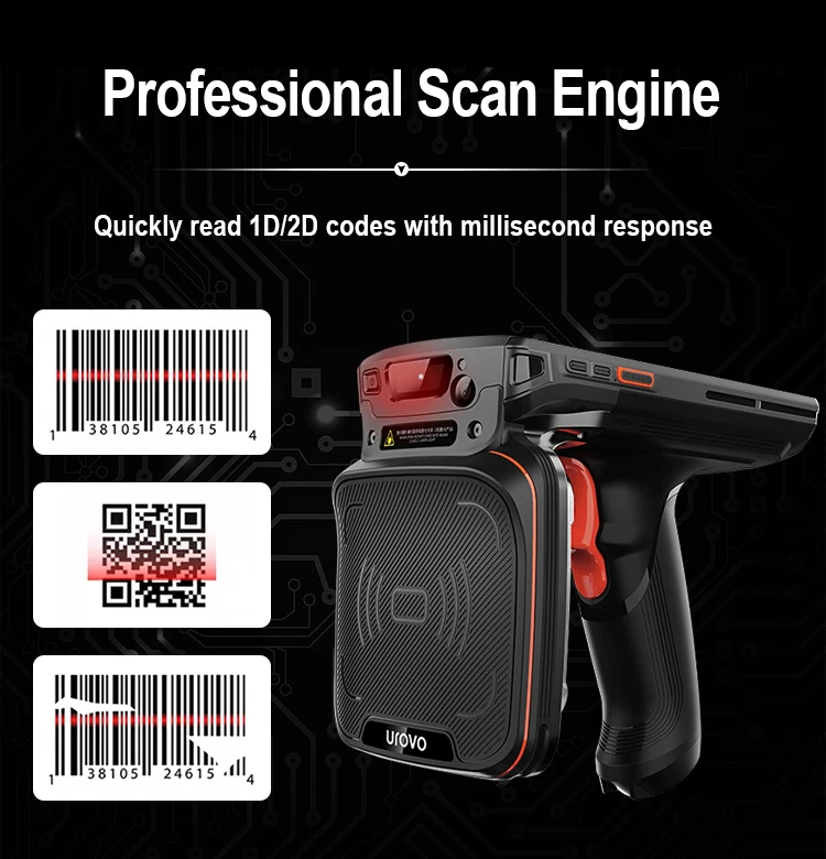 UROVO DT50U Rugged Android Handheld Mobile Terminal PDA 1D 2D Barcode Scanner With dustproof and waterproof RFID Reader