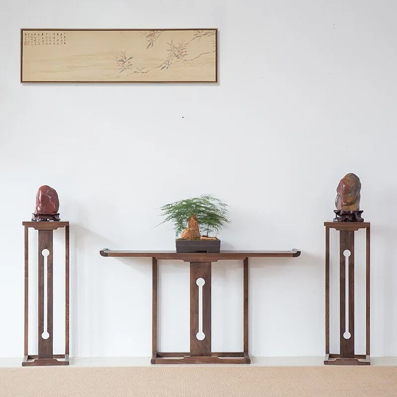 Black Walnut Entrance Table New Chinese Flower Stand Floor To Ceiling Solid Wood Bonsai Stand Walnut Rack Wall Side Cabinet Coun