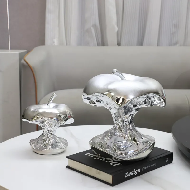 Electroplating Art Resin Carving Apples, Pear Statues, Living Room Decoration, Fruit Model Sculpture Crafts, Home Decoration