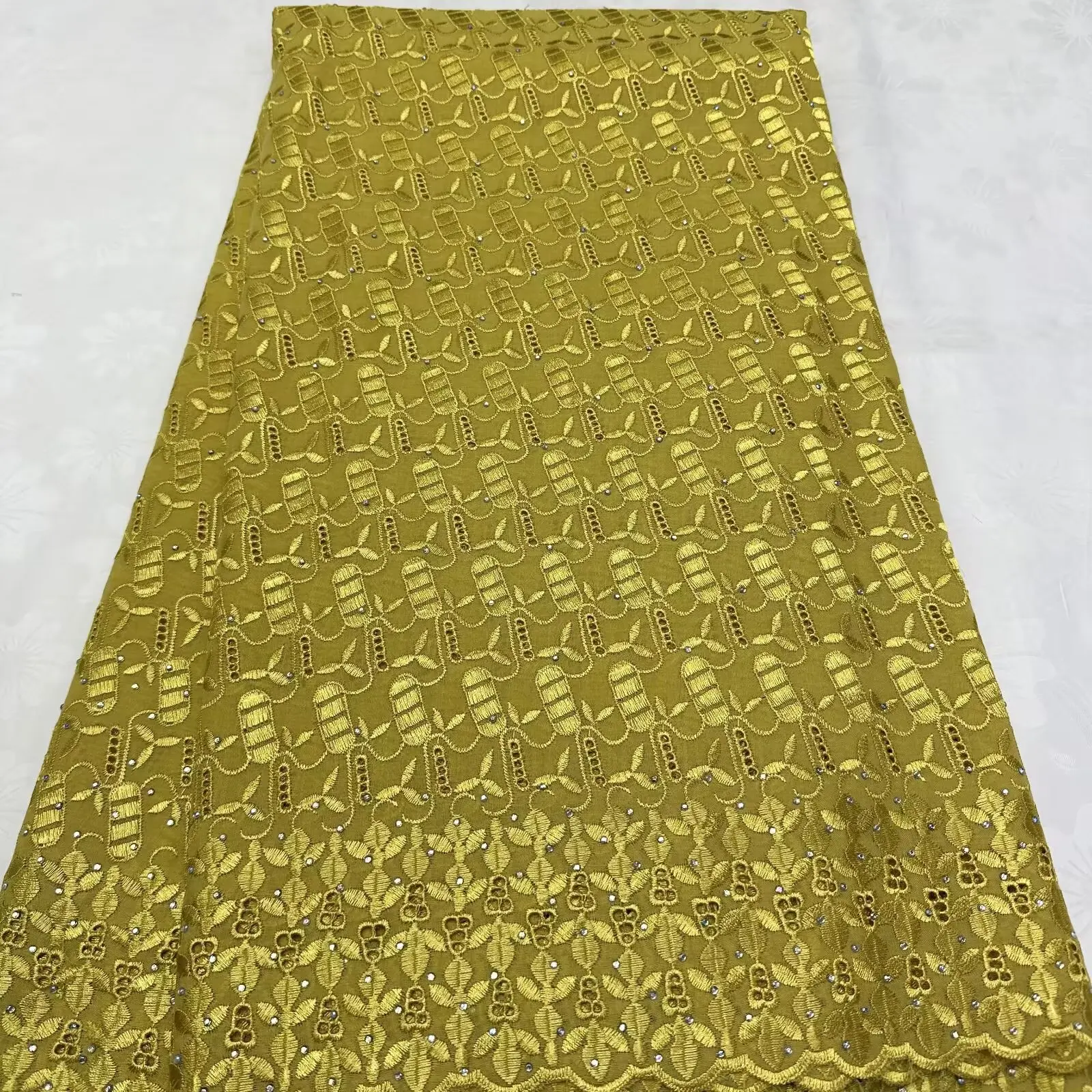 

High Quality Gold Swiss Voile Lace In Switzerland 100%Cotton Polish Dry Men Dress Lace fabric for Wedding Dresses Africa Fabrics