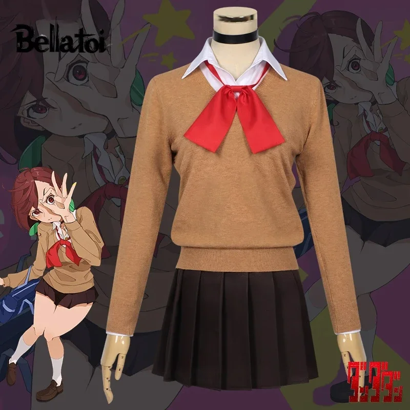 

Dandadan Momo Ayase Anime Cosplay Costume with Earring High School Uniform Skirt Comic-Con JK Uniform Skirt Wig Halloween Suits
