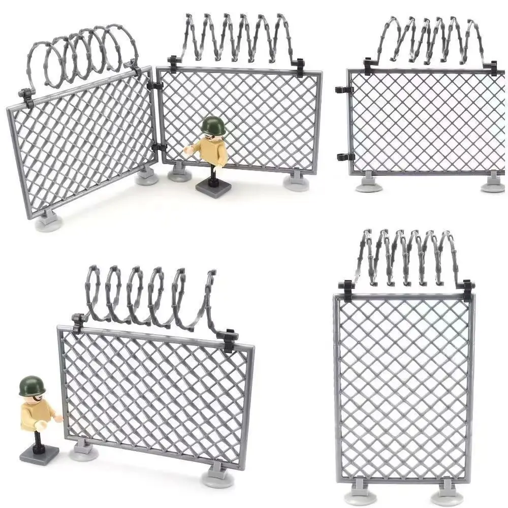 10pcs City Military Base Scene Barbed Wire Building Block MOC Parts Brick Compatible with Chain Fence Mesh Isolation Net Brick