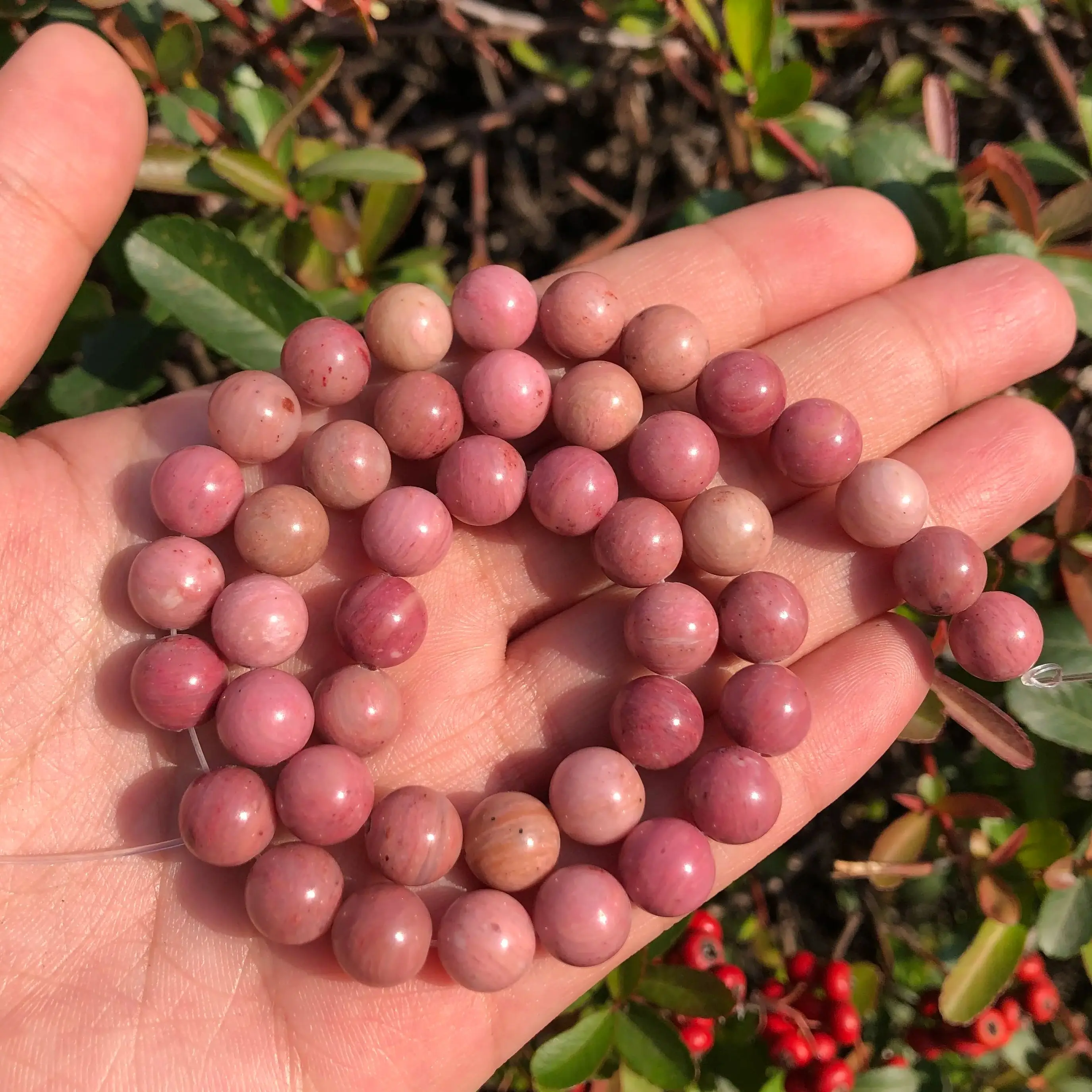 Natural Rhodonite Beads Round Loose Stone Beads For Jewelry Making 15.5\