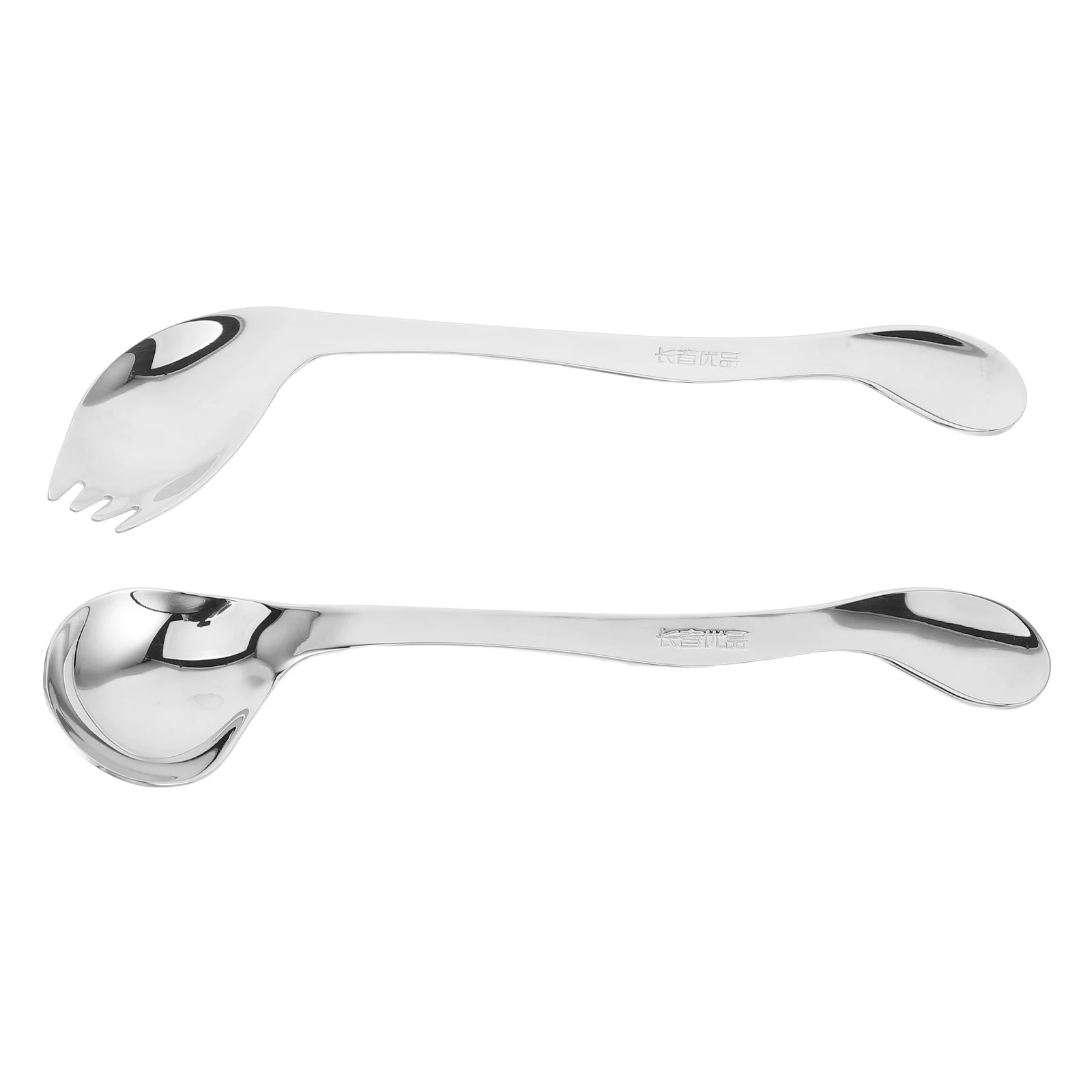 

2Pcs Curved Spoon Fork Angled Utensils Self Feeding Adaptive Feeding Aid Flatware Elderly Disabled Assist Curved Handle Spoon
