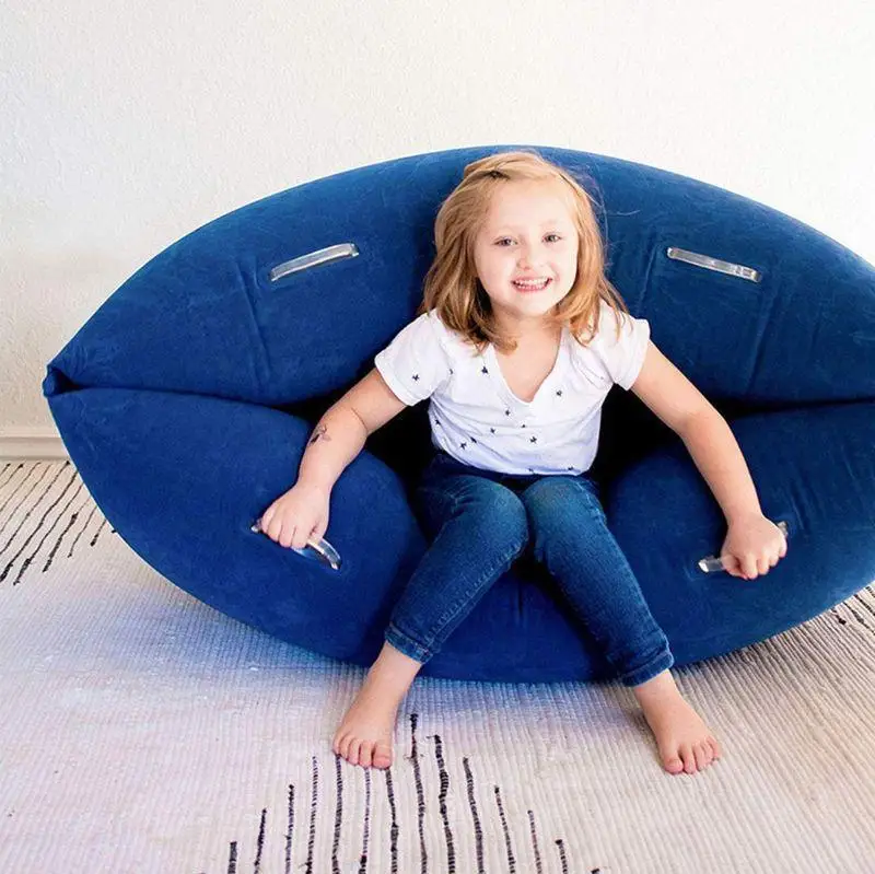 PVC inflatable lazy sofa, home leisure seat, inflatable flocked recliner, single seat