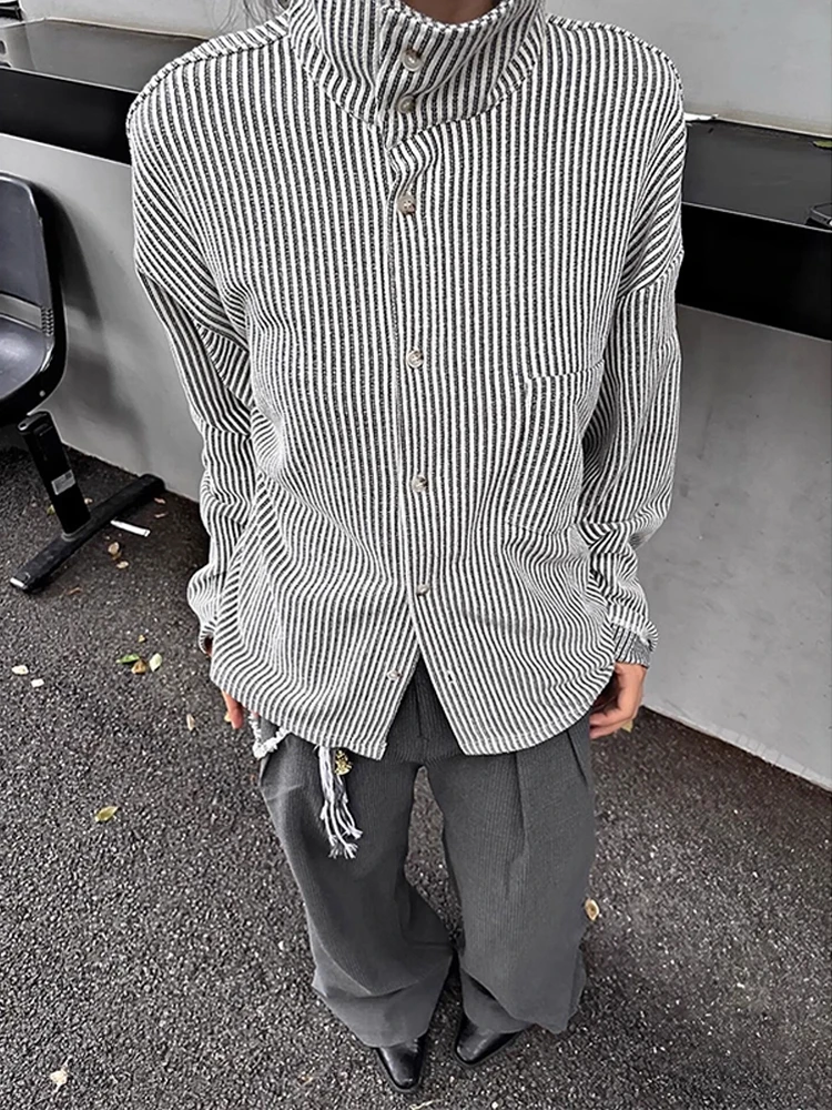 

American Sle Striped Long Sve irt Men's Loose Casual Versatile Button up Outerwear Autumn Design Sensation Neline