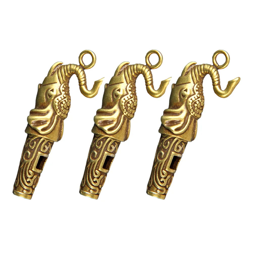 

3 Pcs Elephant Whistle Referee Key Fob Ring Pendants Car Emergency Whistles Copper Rings