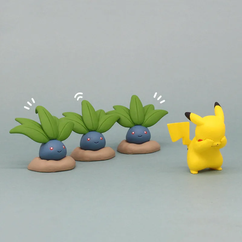 TAKARA TOMY Pokemon 5pcs/set Pikachu Cyndaquil Oddish Sandshrew Hide-and-seek Sleep Gashapon Toys for Children Gift