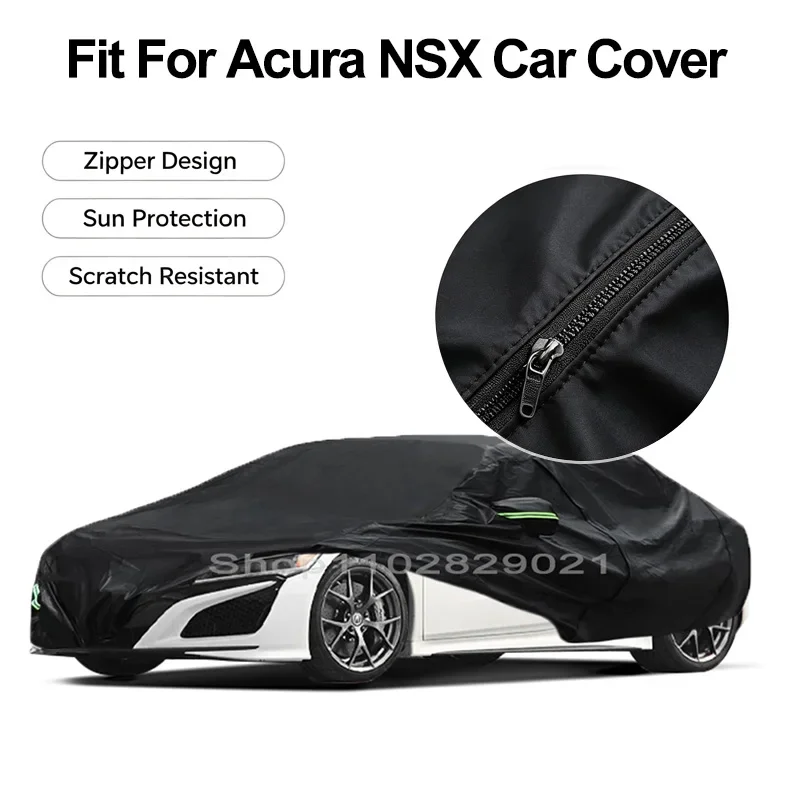 Zipper Door Waterproof Car Cover For Acura NSX Windproof Dustproof UV Protection All Weather Auto Protector