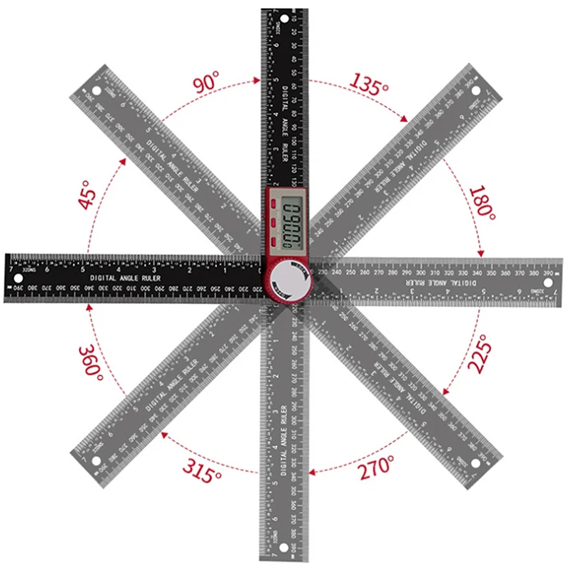 Digital Protractor Digital Angle Ruler Metric Goniometer 360 Degree Stainless Steel Right Angle Protractor Measuring Tool 200mm