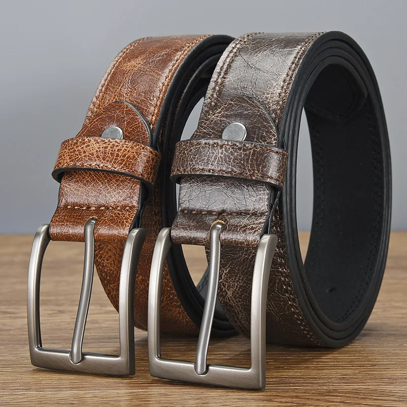 High Quality Fashion Men's Belt Waist Belt Leisure Genuine Jeans Leather Luxury Pin Buckle Fancy Vintage Jeans Cintos Masculinos