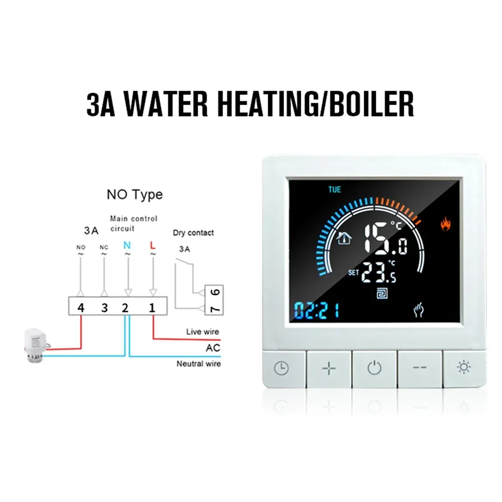 Smart WiFi Thermostat  Programmable Temperature Controller  LCD Touch Screen  APP Control  Energy Saving Home Heating Solution