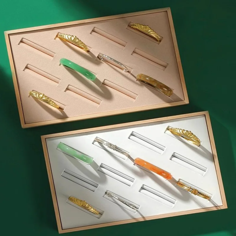 

1pc Wooden Bangle Display Tray 12 Slots Bracelet Hand String Ring Jeweley Storage Holder Jewellery Organizer Window Counter Prop