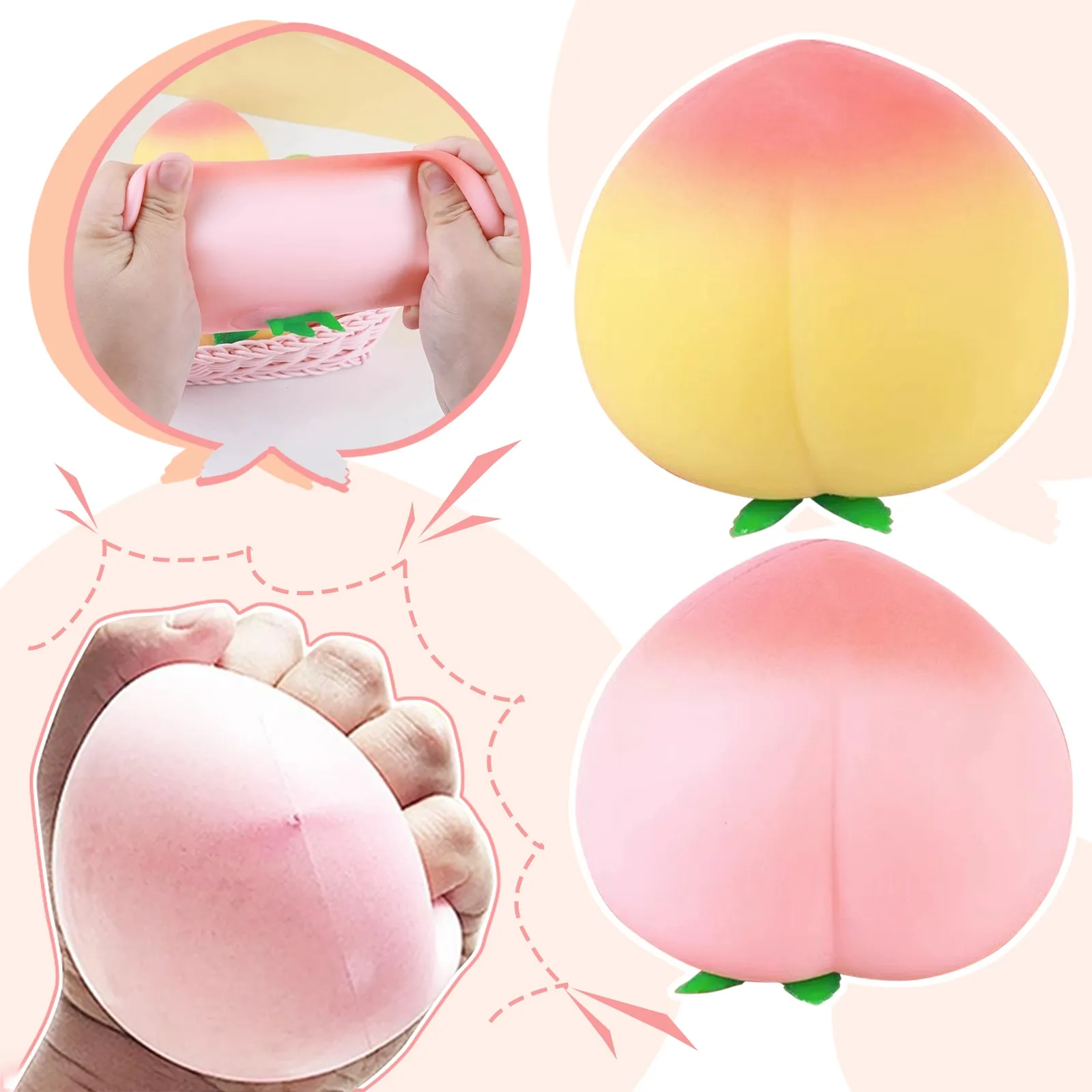 Fidget Toy Cartoon Pfirsich PU Squishy Langsam Aufsteigendes Anti-Stress-Entspannungs-Kawaii-Kinderspielzeug Geschenk