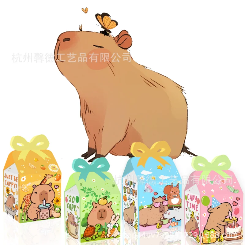 12 stks Capybara Bonbondoos Cartoon Kids Verjaardagsfeestje Gunsten Candy Cookie Treat Pakket Dozen Baby Douche Decoratie Benodigdheden