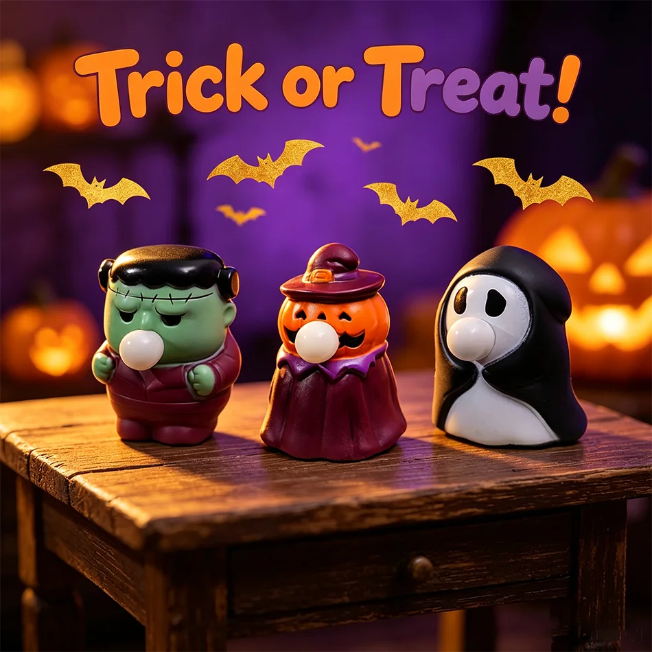 Halloween Squishy Toy Cute Pumpkin Ghost Frankenstein Monster Stress Relief Fidget Toys,  Soft Bubble Gum Slow Rising Squeeze