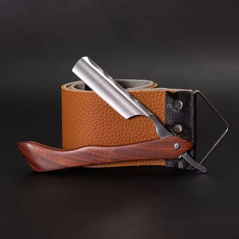 ماكينة حلاقة مستقيمة من الفولاذ المقاوم للصدأ الفاخر، ماكينة حلاقة يدوية لصالونات الحلاقة مع فرشاة إصلاح القماش، أحجار الطحن