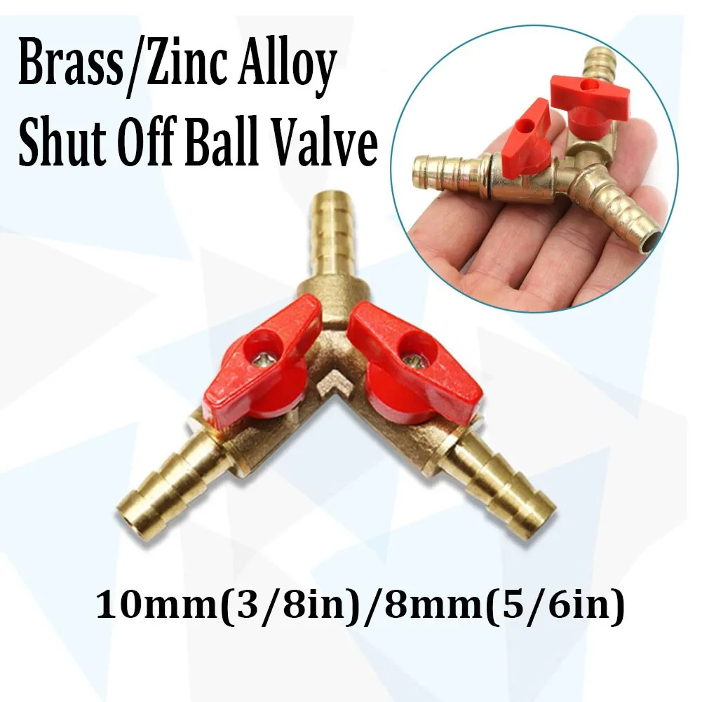 Brass Y Configuration 3 Way Ball Valve 5/16 inch Compatible with Standard Hose Barb Fittings for Fluid Control
