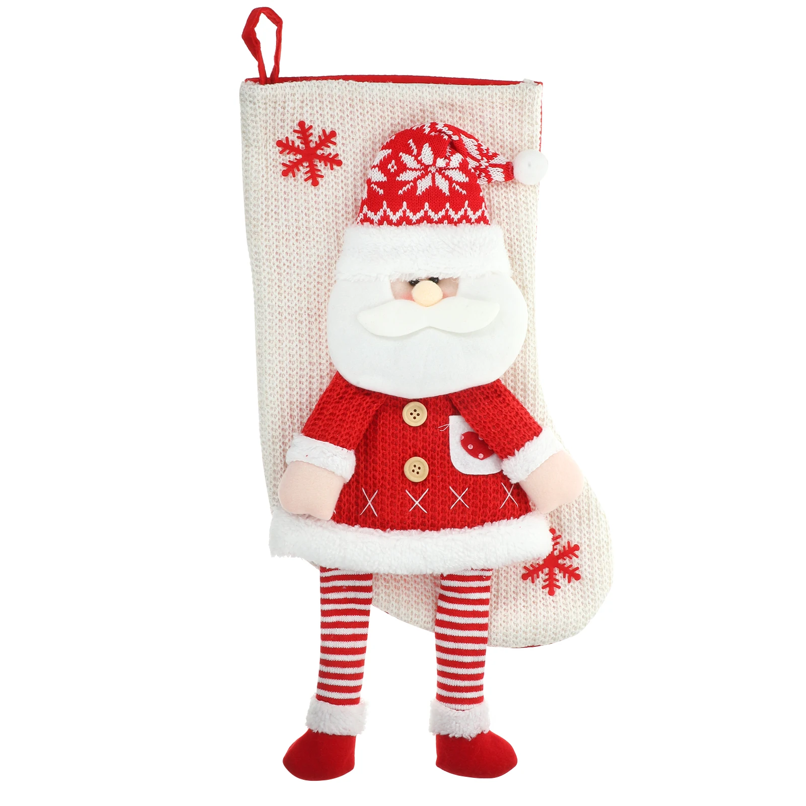 

Christmas Stocking Gift Sack Elder Snowman Large Size Soft Red Candy Chocolate Holder Fireplace Wall Door Hanging Ornament