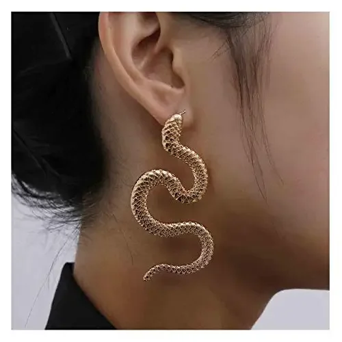 Fashion Gold Snake Stud Earrings Silver Animal Tassel Stud Earrings for Women Seaside Vacation Beach Party Prom Jewelry Gift