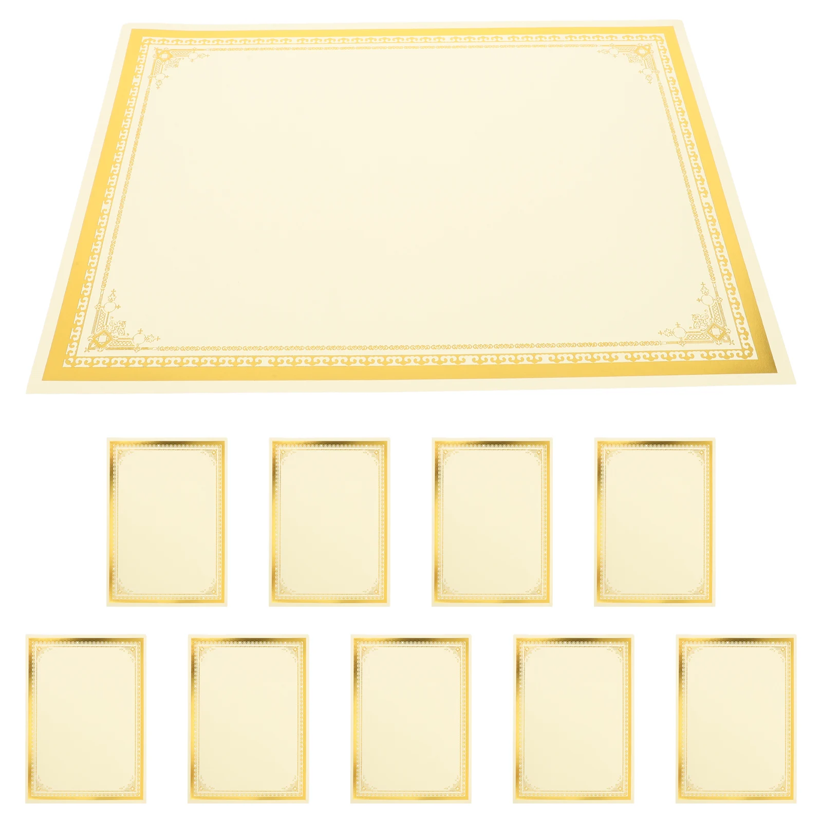 10 Pcs Gold-stitched Border Paper A4 Diploma Award Bronzing Blank Certificate Inserts