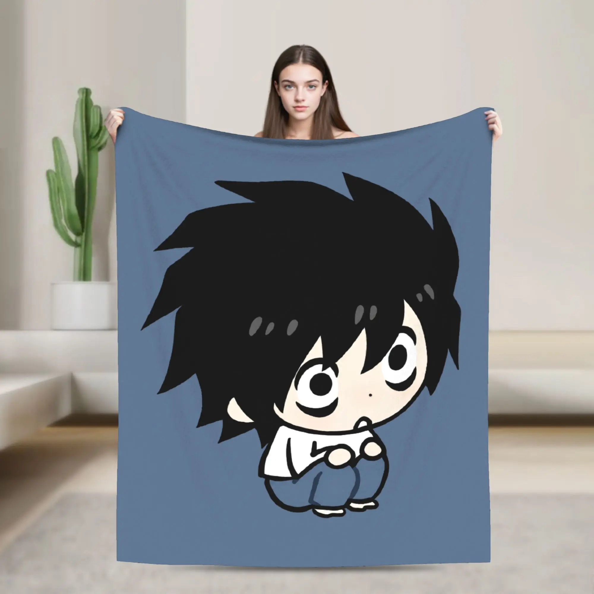 Anime L Lawliet Blankets Fleece  Winter  Portable Super Soft Throw Blankets for Bedding Outdoor Quilt