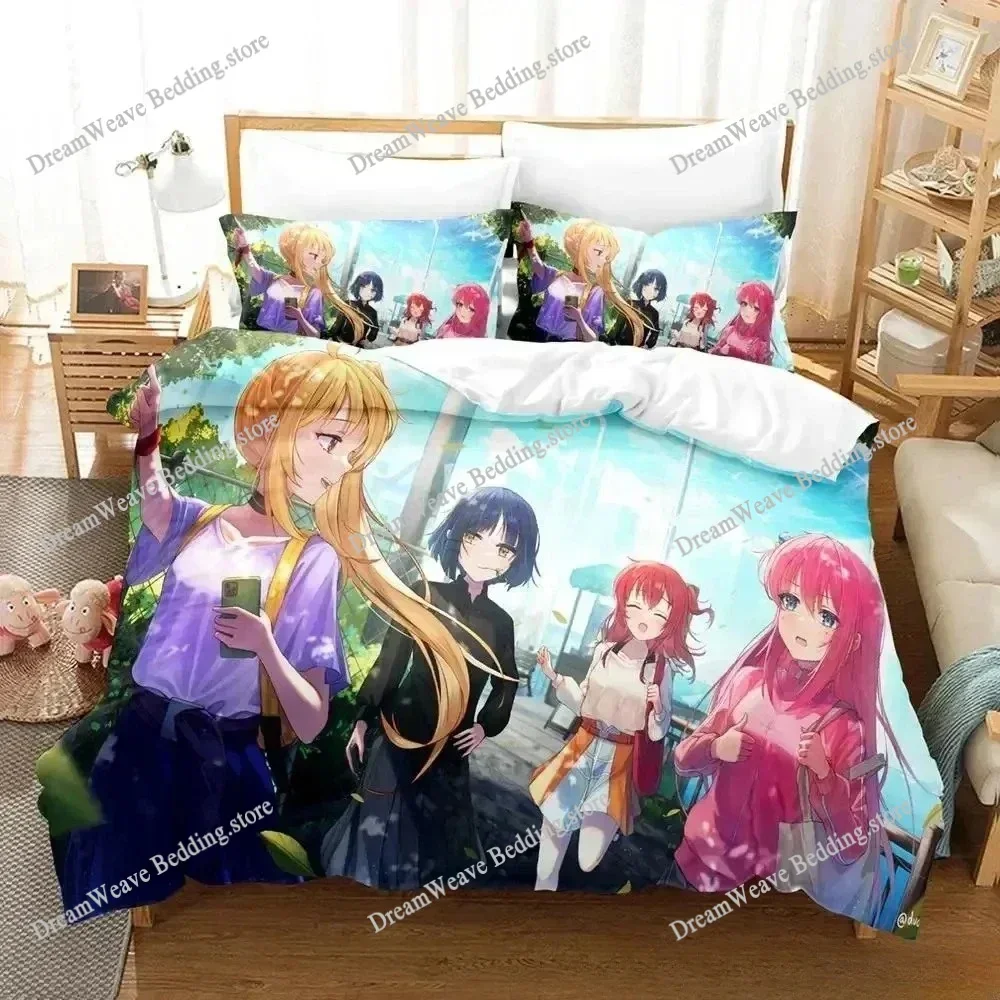 Gotou Hitori Luxury Bedding Set Japan Anime Cartoon Duvet Cover Set Comforter Bedspread Twin Single Size Printed Home Textile741