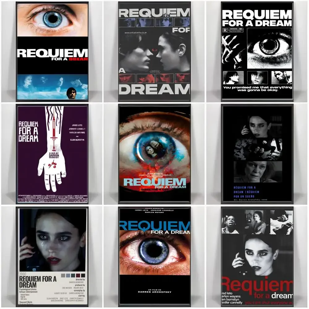 Movies R-Requiem For A Dream Poster Self-adhesive Art Waterproof Paper Sticker Coffee House Bar Room Wall Decor