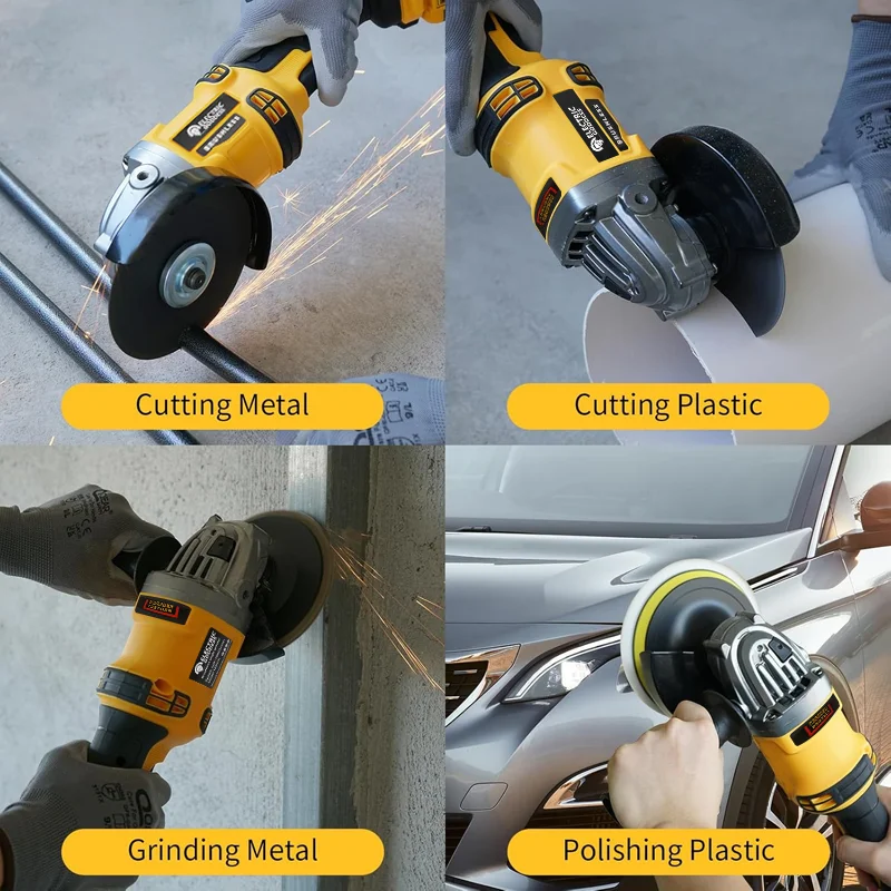 Electric Goddess 125mm Brushless Angle Grinder 3 Gears Cordless Grinding Machine Cutting Wood Power Tools For Dewalt 20V Battery