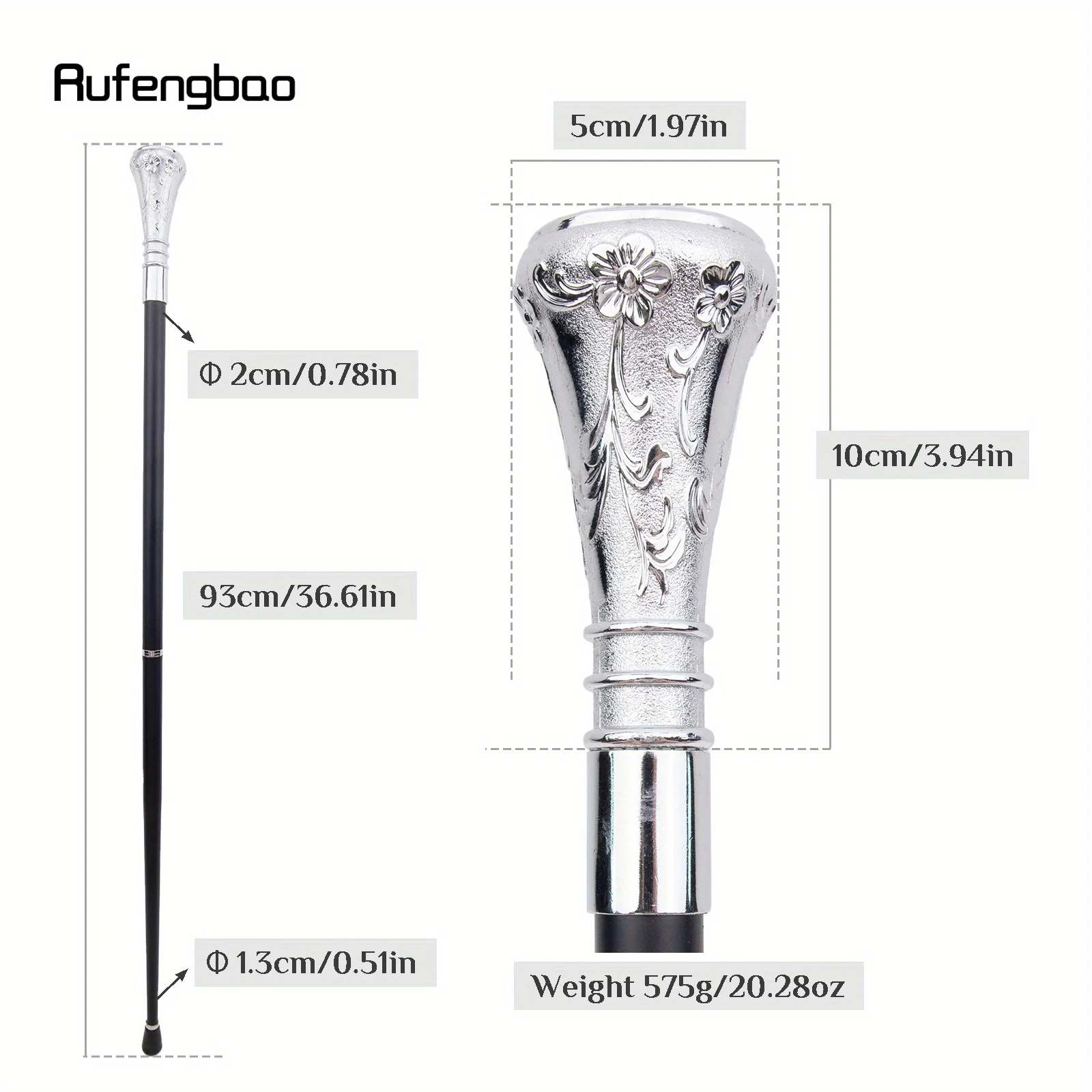 White Luxury Flower Fashion Cosplay Stick for Party Decorative Cane Elegant Knob Crosier Knob  Performance Stage Cane 93cm