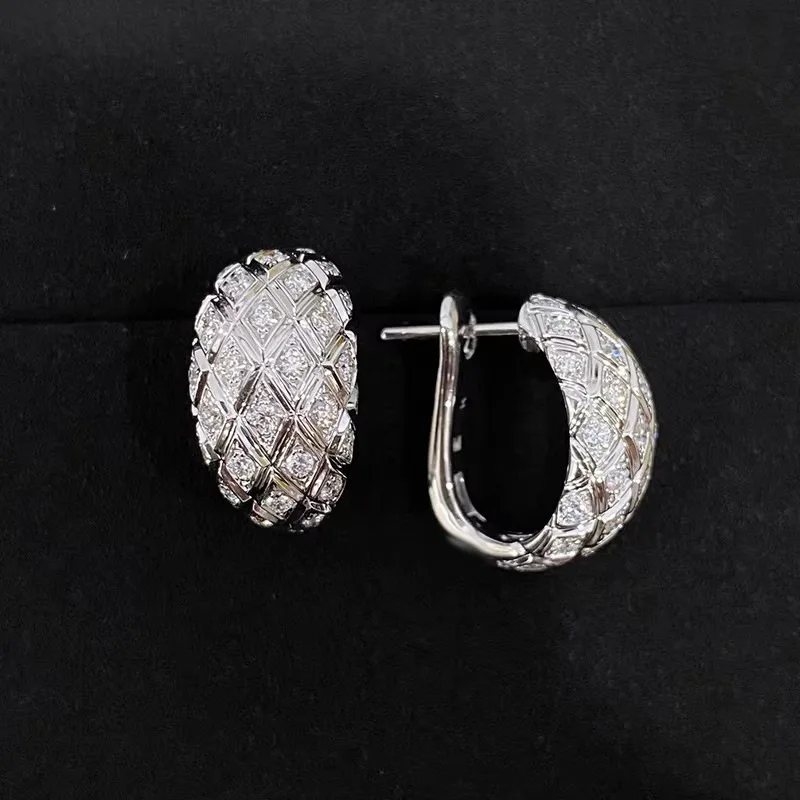 S925 Sterling Silver Rhombus Pendant Earrings Wide Version Light Luxury Simple Versatile Earrings