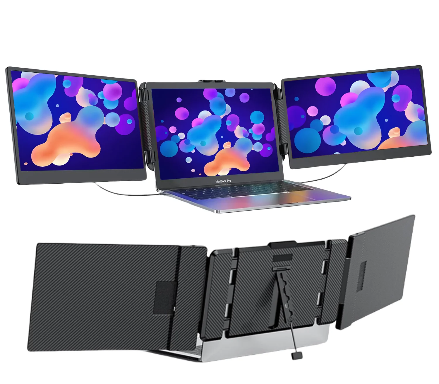 

14\" FHD 1080P IPS Triple Portable Screen Extender For Laptop Type-C Plug & Play Compatible With Windows/Android