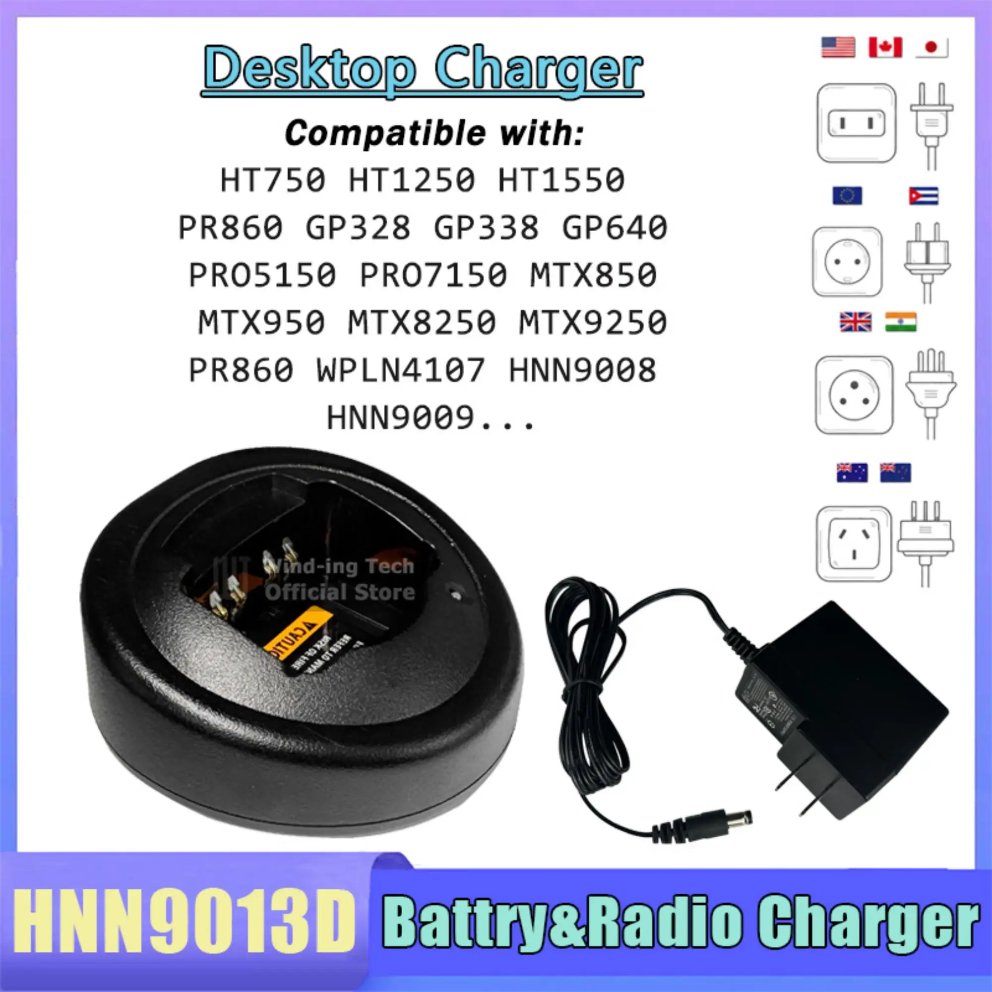 Carregador de Mesa HNN9013D Carregador HNN9008 Compatível com Walkie Talkie MTX850 GP280 PRO5350 PRO7350 GP320 GP339 Plugue EU US UK AU