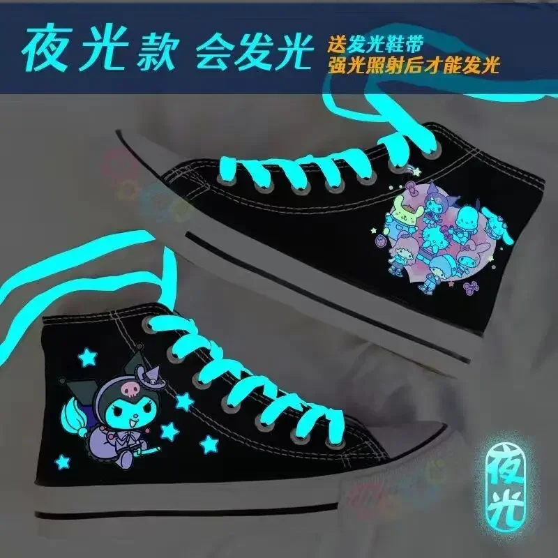 

Korean Spring Autumn New Kuromi Canvas Shoes Girl High Top Canvas Shoes Leisure Students Fashion Women Shoes Skateboarding Shoes