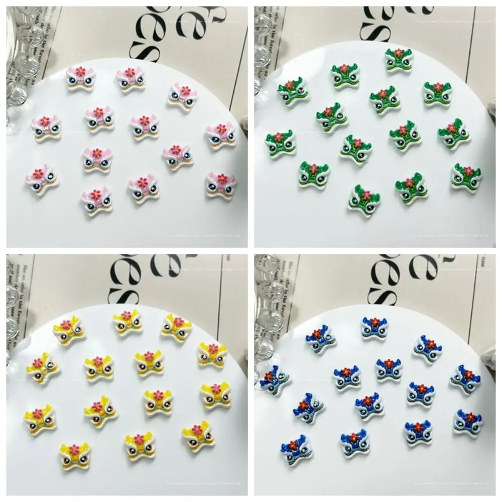 50 pcs/bag 3D Luminous Resin Tide Lion Nail Ornament Cute Cartoon Chinese Lion Dance Nail Charms Manicure Jewelry National