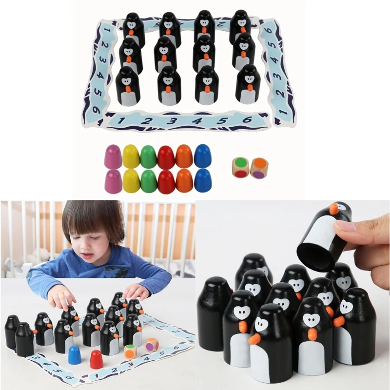 Memory Chess Brain Teaser Toy Wooden Memory Match  Penguin Memory Game