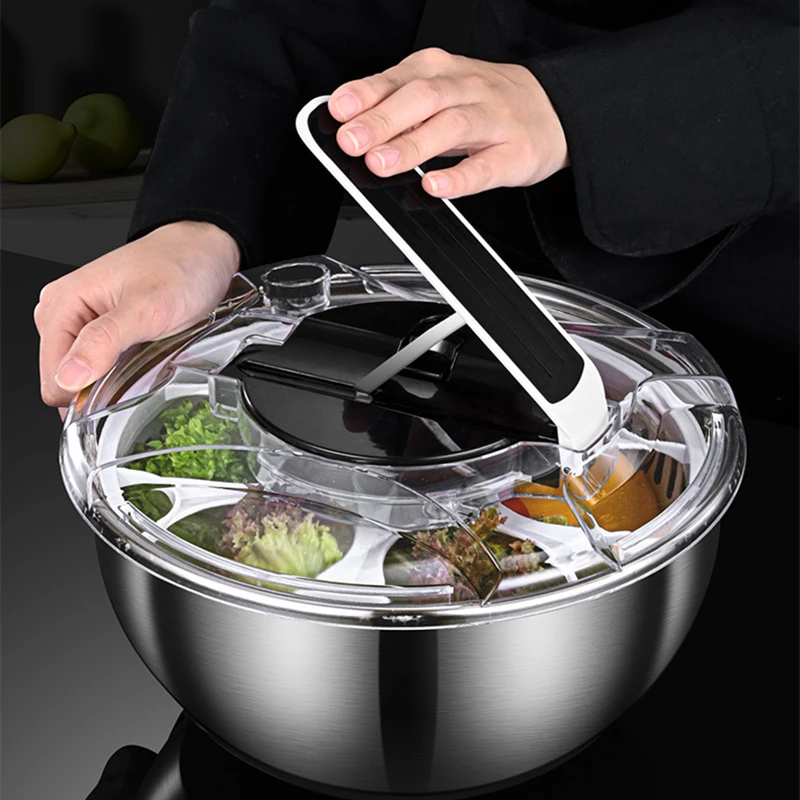 

Stainless Steel Vegetable Fruit Dryer Drainer Dehydrator Salad Spinner Clean Salad and fruit Vegetables Centrifuge Kitchen Tools