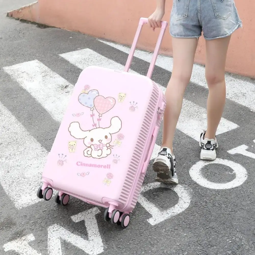 Kawaii Sanrioed Cinnamoroll 18-26 Inches Suitcase Trolley Case Anime Mute Universal Wheel Student Travel High Capacity Storage